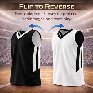 Men's Reversible Basketball Jersey Mesh Team Uniform Quick Dry Sleeveless V Neck Sports Shirt Custom Logo - Product Image 5