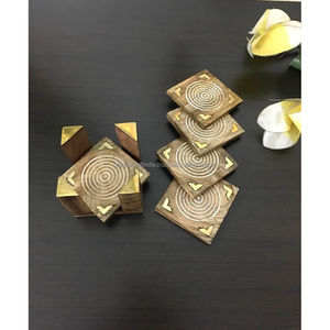 Ensemble de dessous-de-verre en bois foncé artisanal avec support, décoration de table élégante, design minimaliste, sous-verres, épaisseur de 5 mm, style classique - Product Image 6