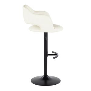 Margarite Contemporary 2-Pack <b>Adjustable</b> Barstool with Swivel Black Metal Cream Faux Leather Rounded T <b>Footrest</b> Set - Product Image 3