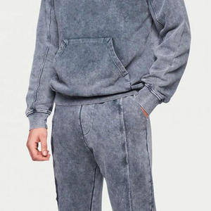 Mens Acid Wash Tracksuit Heavyweight Fleece Hoodie and <b>Jogger</b> Set Streetwear Sportswear Wholesale - Product Image 2