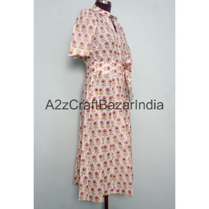 ชุดเดรสคังกูร่าดีไซน์ใหม่สวยงามสำหรับผู้หญิง แขนสั้น คอวี ผ้าฝ้าย 100% พิมพ์ลายดอกไม้ ระบายอากาศได้ดี สวมใส่สบาย เหมาะสำหรับใส่ทำงาน - Product Image 6