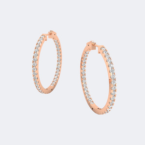 4.40CTW Round Cut Pave Set <b>Large</b> <b>Hoop</b> Earrings - Product Image 5
