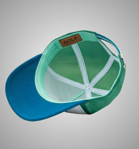 Custom High Quality Embroidered Trucker <b>Hat</b> White Green Blue Mesh Panel Casual Cap Adjustable Unisex Spring <b>Summer</b> 6Panel Design - Product Image 3
