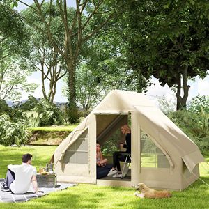 Tenda da Campeggio Gonfiabile Impermeabile e Antivento con Pompa Manuale, Tenda Gonfiabile 4 Stagioni con Finestre e Porte in Rete, Pali Robusti in TPU - Product Image 2