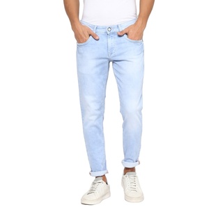 Jean en denim respirant 100 % personnalisé de haute qualité pour homme, coupe droite, devant plat, fermeture boutonnée, style décontracté - Product Image 1