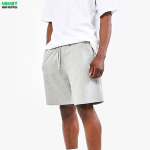 Shorts en coton gris tricoté, décontractés, respirants, avec cordon de serrage, pour l'été, vêtements de sport - Product Image 1