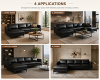 Luxuriöses Echtleder-Ecksofa mit Chaiselongue für Moderne Wohnzimmer, Villen und Heimeinrichtungen