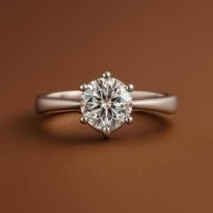 Bague solitaire en diamant rond de 1,01 carat cultivé en laboratoire, pour homme et femme, or massif 14 carats, bijoux de fiançailles, de mariage et de fête pour les partenaires - Product Image 4