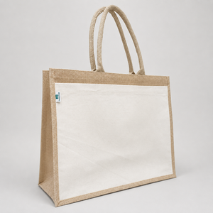 Wholesale <b>Large</b> Jute <b>Canvas</b> Tote <b>Bag</b> 36x46x19 cm Outside Pocket Custom Logo Reusable Promotional Shopping <b>Bag</b> OEM Manufacturer - Product Image 3