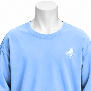 Powder <b>Blue</b> Reversed LS Tee Oversized <b>Long</b> <b>Sleeve</b> Cotton T Shirt Washed Effect Drop Shoulder Casual Streetwear Relaxed Fit <b>Top</b> - Product Image 3