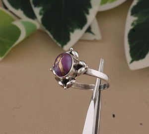 Natural Purple Copper Bezel Setting 925 Sterling Silver Genuine Gemstone Classic Party <b>Statement</b> <b>Ring</b> Wholesale - Product Image 4