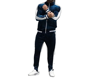 Conjunto Deportivo Casual de Invierno para Hombre, 2 Piezas, Sudadera con Capucha de Terciopelo, Transpirable, de Secado Rápido, Chaqueta con Cremallera Completa y Pantalones Estampados para Correr - Product Image 2