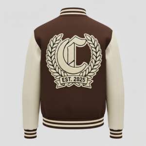 Chaqueta Universitaria Personalizada, Cuerpo de Lana, Mangas de Cuero, Parches Bordados, Estilo Letterman, Proveedor de Fábrica al por Mayor OEM - Product Image 2