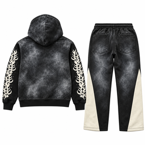 Custom Print Logo <b>Y2K</b> 100% Streetwear Cotton <b>Tracksuit</b> High Quality Plain Oversize Two Piece Pullover Hoodie <b>Tracksuit</b> for Men - Product Image 2