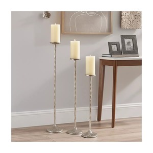Ensemble de supports à bougies en métal argenté, 3 tailles, design torsadé, décoration d'intérieur, porte-bougie durable - Product Image 5