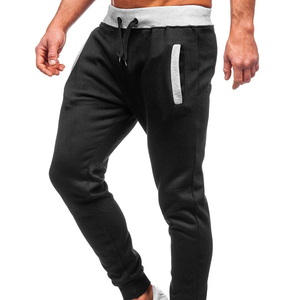 Men's <b>Black</b> Sweatpants With Gray Waistband And Side Pockets Elastic Drawstring Casual Jogger <b>Pants</b> Autumn Wear - Product Image 6