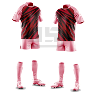 Ensemble d'uniformes de rugby personnalisés, maillot et short sublimés, vêtements de sport respirants, broderie 3D, écologiques, col en V professionnel - Product Image 5