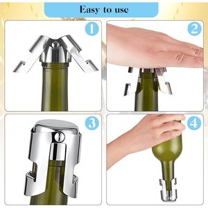 Lot de 12 bouchons de vin réutilisables en acier inoxydable pour champagne, bouchons de bouteille, scellants et tire-bouchons - Product Image 2