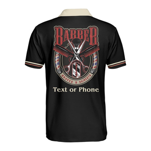 New Arrival Eco-Friendly Breathable <b>Polyester</b> Barber Workwear Custom Logo Sublimation <b>T</b>-<b>Shirt</b> Washable - Product Image 3