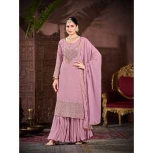 Ensemble de soirée en mousseline de soie de créateur - Magnifique dupatta accompagné d'un haut et d'un bas assortis - Product Image 3