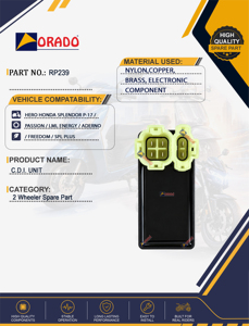 Unidad CDI Hero Honda Splendor P17 Passion LML Energy Adreno Freedom, calidad de exportación para repuestos de motocicletas en India, Orado. - Product Image 5