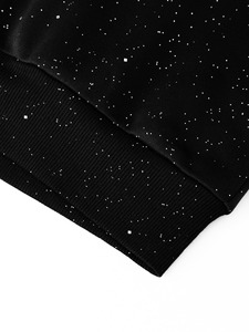 Sudadera con capucha de algodón grueso y forro polar, con cremallera completa, diseño gráfico de letras góticas con pedrería negra, estilo oversize, ropa urbana. - Product Image 3