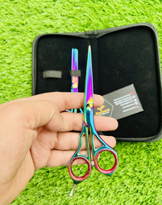 Juego de Tijeras de Peluquería y Tijeras de Entresacar de Acero Inoxidable con Hoja Afilada, Herramientas de Salón para Diestros, Mango Corto - Product Image 2