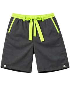 Custom Men Charcoal Gray Sleeveless Tank Top And Shorts <b>Set</b> Casual Summer Cotton Outfit Neon Green Trim Drawstring Two Piece <b>Set</b> - Product Image 4