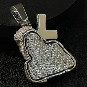 Pendentif religieux unisexe en moissanite taille ronde sertie clos, motif Jésus, plaqué argent, bijoux fins style hip-hop, breloques - Product Image 2