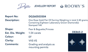 Wholesale Supply Handcrafted 14k Rose Gold Plated Lab Grown Pear Cut Diamond <b>Stud</b> <b>Earrings</b> for Women Everyday Wear Fine Jewelry - Product Image 2