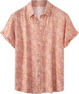 เสื้อฮาวายชาย Aura Tropical แขนสั้น ติดกระดุม ลายดอกไม้ สำหรับฤดูร้อน ใส่สบายๆ ไปชายหาด เสื้อเชิ้ต Aloha น้ำหนักเบา ระบายอากาศได้ดี - Product Image 1