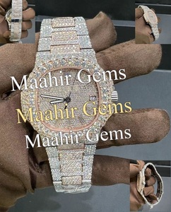 VVS Moissanite Square <b>Case</b> Mechanical <b>Watch</b> with Moissanite & Stainless Steel Band 10 Bar Water Resistance - Product Image 1