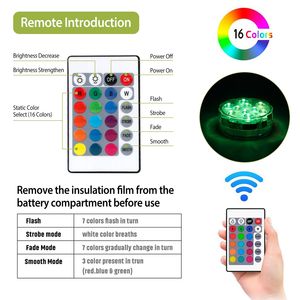 Set di 4 Luci LED RGB Sommergibili IP68 Impermeabili, Lampade Subacquee Cambia Colore con Telecomando per Piatti e Vassoi - Product Image 3
