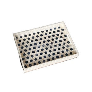 Bandeja Rectangular de Madera con Incrustaciones de MOP Negra y Plateada, Hecha a Mano, Decorativa, de Lujo, Duradera, Ecológica, para Hogares Modernos - Product Image 2