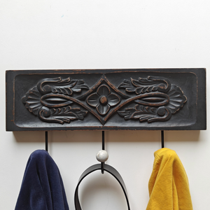 Smart Art Wood Carving Black Painted Decorative Wooden Hand Carved <b>Key</b> <b>Hook</b> <b>Wall</b> Hangings <b>Key</b> Hanger Engineered Wood Patio Decor - Product Image 2