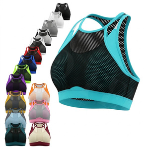 100 Polyester Mesh Sports Bra High Quality Racerback Workout <b>Running</b> <b>Padded</b> Support Activewear Custom Brand Name Logo Sports Bra - Product Image 1