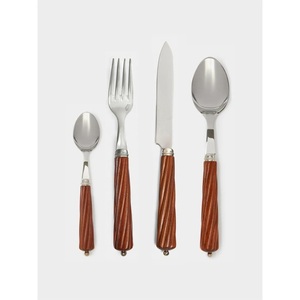 Nuevo juego de cubiertos de diseño en acero inoxidable con mango de madera, ecológico, con mango de teca, para el hogar, hotel, restaurante, regalo de boda. - Product Image 6