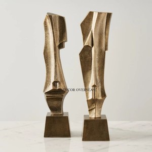 Ensemble de sculptures en bronze modernes, 2 pièces, art abstrait géométrique, décorations de table faites à la main pour le salon, à prix impressionnant - Product Image 1