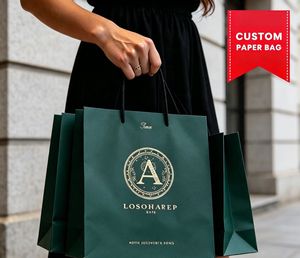 Bolsas de Papel Personalizadas con Relieve para Marcas de Ropa, Bolsas de Papel Personalizadas para Vestidos, Ropa y Boutiques al por Mayor - Product Image 1