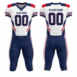 Conjunto de Uniforme de Fútbol Americano Personalizado para Hombre, Minnesota, Blanco, Azul Marino y Rojo, Impresión por Transferencia de Calor, Cuello en V, Manga Corta, Corte Regular - Product Image 1