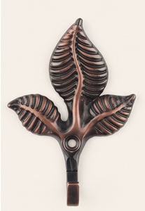 Artisanal Vintage Leaf Design Metal Wall <b>Hook</b> Rust Resistant Single <b>Hook</b> For Clothing Storage - Product Image 2
