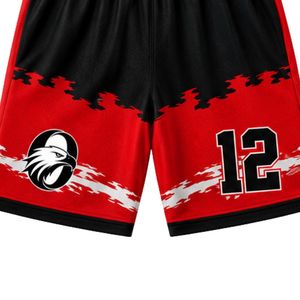 <b>Red</b> Black White Sublimation Basketball Jersey and Shorts Set Team Uniforms Comfortable Breathable Gym Sportswear Training Outfit - Product Image 6