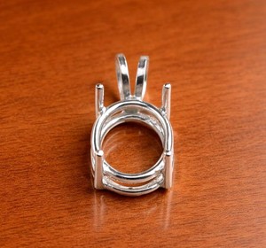 Handmade 925 Silver 8x10mm Oval 4 Prong Semi Mount Charm Pendant Empty Stone Setting DIY Keepsake Resin Filling Jewelry Findings - Product Image 2