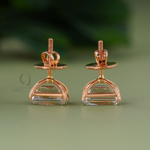 <b>Emerald</b> Cut Lab Grown Diamond <b>Stud</b> Earrings 14K Rose Gold VVS VS DEF 6.19 Ct Solitaire Classic Fine Jewelry Gift for Her - Product Image 6