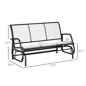 Dondolo da Giardino a 3 Posti in Rete Bianco Crema con Telaio in Metallo e Panchina da Esterno - Product Image 3