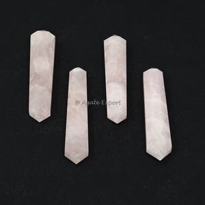 Aventurine de pêche naturelle en forme d'hexagone à double terminaison foncée Agate de quartz à pointe artisanale pour la guérison des chakras et du reiki - Product Image 6