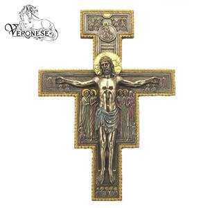 PLAQUE MURALE RELIGIEUSE CRUCIFIX SAN DAMIANO DE CONCEPTION VERONESE - ARTISANAT EN RÉSINE POUR LA DÉCORATION DE LA MAISON, PEINT À LA MAIN, LUXE - Product Image 1