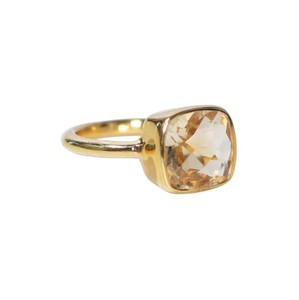 10 MM Citrine <b>Cushion</b> Shape Gemstone Women <b>Ring</b> - Fashion Gold Plated <b>Rings</b> - Wholesale Bulk Price <b>Ring</b> - Product Image 1