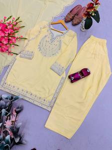 Tradicional seda algodón Midi fiesta desgaste cosido Sharara Gharara bordado indio trabajo 3 piezas conjunto listo diseñador étnico - Product Image 2