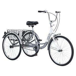 Adulti 3 ruote triciclo Cruiser bici 24 pollici ruote con grande cestino della spesa per le donne e gli uomini - Product Image 1